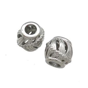 Raw Titanium Steel Round Beads Large Hole Hollow, approx 9-10mm, 4mm hole