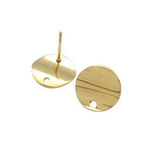 Stainless Steel Stud Earring Circle Gold Plated, approx 12mm