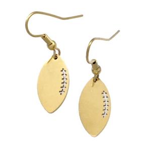 Stainless Steel Football Hook Earrings Sport Gold Plated, approx 9-18mm