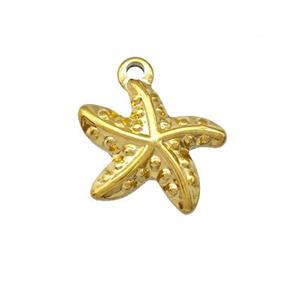 Stainless Steel Starfish Charms Pendant Gold Plated, approx 17mm