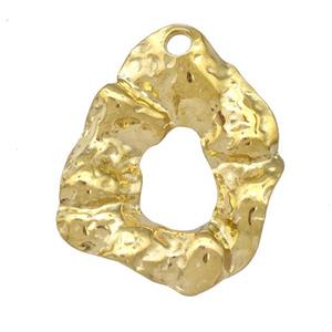 Stainless Steel Pendant Freeform Hammered Gold Plated, approx 25-30mm