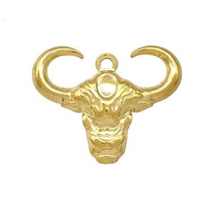 Stainless Steel Bull Head Pendant Cow Gold Plated, approx 20-25mm