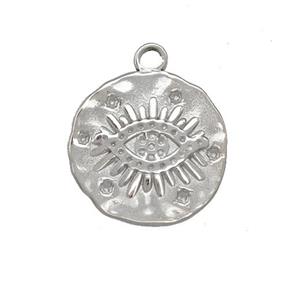 Raw Stainless Steel Eye Charms Pendant Circle, approx 16mm