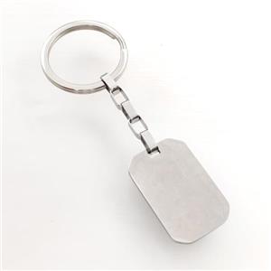 Raw Stainless Steel Key Chain Rectangle Pendant, approx 22-34mm, 32mm