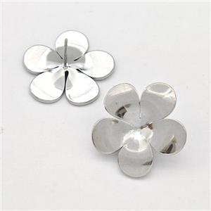 Raw Stainless Steel Stud Earring Flower, approx 20mm