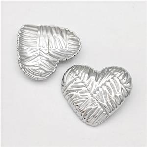 Raw Stainless Steel Stud Earring Heart, approx 26mm