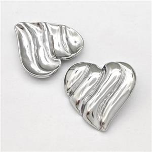 Raw Stainless Steel Stud Earring Heart, approx 25mm