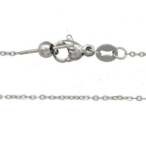 Raw Stainless Steel Necklace Rolo Chain, approx 1.3mm, 42cm length