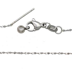 Raw Stainless Steel Necklace Chain, approx 1mm, 42cm length