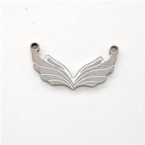 Raw Stainless Steel Angel Wings Pendant 2loops, approx 8-15mm