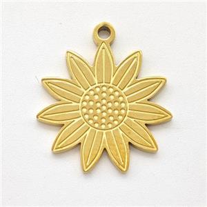 Stainless Steel Sunflower Pendant Gold Plated, approx 17mm