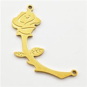 Stainless Steel Rose Flower Pendant 2loops Gold Plated, approx 10-30mm