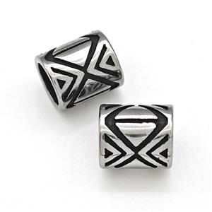 Stainless Steel Tube Beads Large Hole Antique Silver, approx 8.5-10mm, 6mm hole