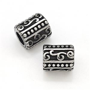 Stainless Steel Tube Beads Large Hole Antique Silver, approx 8.5-10mm, 5mm hole