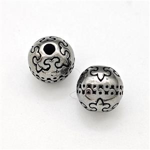 Stainless Steel Round Beads Antique Silver, approx 8mm