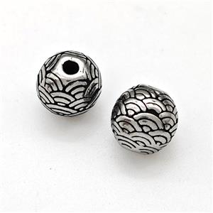 Stainless Steel Round Beads Antique Silver, approx 8mm