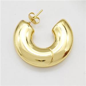 304 Stainless Steel Stud Earring Gold Plated, approx 10mm, 30mm dia