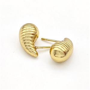 304 Stainless Steel Stud Earring Teardrop Hollow Gold Plated, approx 9-15mm