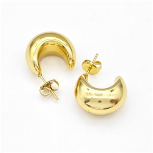 304 Stainless Steel Stud Earring Hollow Banana Gold Plated, approx 10mm, 18mm dia