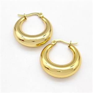 304 Stainless Steel Earring Hollow Gold Plated, approx 25mm dia