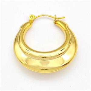 304 Stainless Steel Earring Hollow Gold Plated, approx 28mm dia