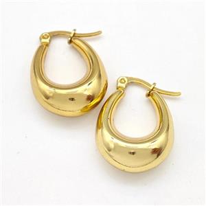 304 Stainless Steel Earring Hollow Gold Plated, approx 18-23mm