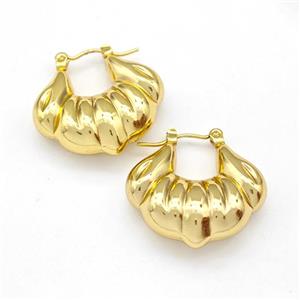 304 Stainless Steel Earring Hollow Gold Plated, approx 20-25mm