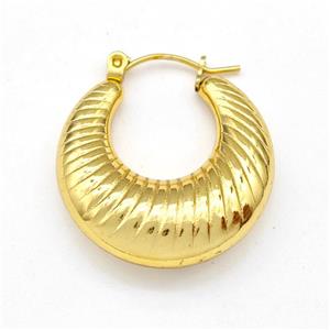 304 Stainless Steel Earring Hollow Gold Plated, approx 25mm dia