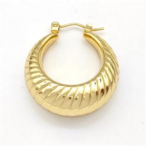 304 Stainless Steel Earring Hollow Gold Plated, approx 27mm dia