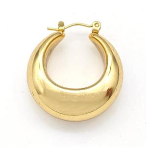 304 Stainless Steel Earring Hollow Gold Plated, approx 28mm dia