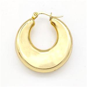 304 Stainless Steel Earring Hollow Gold Plated, approx 30mm dia