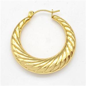 304 Stainless Steel Earring Hollow Gold Plated, approx 33mm dia