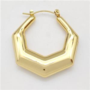 304 Stainless Steel Earring Hollow Gold Plated, approx 35mm dia