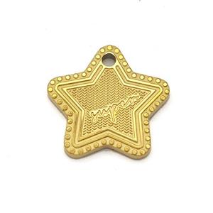 Stainless Steel Star Pendant Gold Plated, approx 16mm