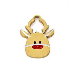 Christmas Reindeer Charms Stainless Steel Pendant Enamel Gold Plated, approx 12-16mm