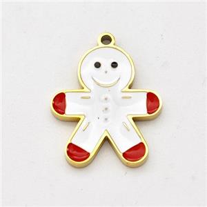 Christmas Snowman Charms Stainless Steel Pendant Enamel Gold Plated, approx 12-15mm