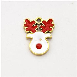 Christmas Reindeer Charms Stainless Steel Pendant Enamel Gold Plated, approx 10-12mm