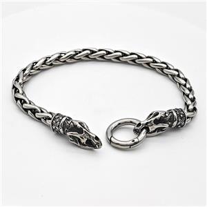 304 Stainless Steel Bracelet Antique Silver, approx 9-22mm, 18mm, 6mm, 21cm length