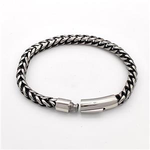 304 Stainless Steel Bracelet Antique Silver, approx 8-30mm, 6mm, 21cm length