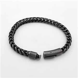 304 Stainless Steel Bracelet Antique Black, approx 8-30mm, 6mm, 21cm length