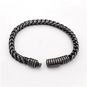 304 Stainless Steel Bracelet Antique Black, approx 8-30mm, 6mm, 21cm length