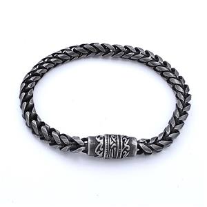 304 Stainless Steel Bracelet Antique Black, approx 10-20mm, 6mm, 21cm length