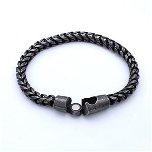 304 Stainless Steel Bracelet Antique Black, approx 10-30mm, 6mm, 21cm length