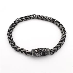 304 Stainless Steel Bracelet Antique Black, approx 10-20mm, 6mm, 21cm length