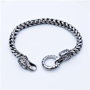 Stainless Steel bracelet, platinum plated, approx 8-25mm, 19mm, 6mm, 21cm length