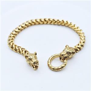 304 Stainless Steel Leopard Bracelet Gold Plated, approx 13-25mm, 19mm, 6mm, 21cm length