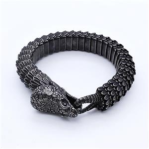 304 Stainless Steel Snake Bracelet Antique Black, approx 20-45mm, 17mm, 21cm length