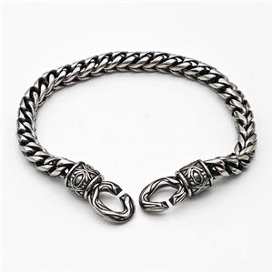 304 Stainless Steel Bracelet Antique Silver, approx 12-25mm, 6mm, 21cm length