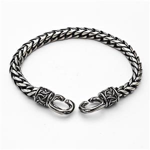 304 Stainless Steel Bracelet Antique Silver, approx 12-25mm, 6mm, 21cm length