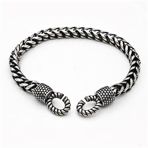 304 Stainless Steel Bracelet Antique Silver, approx 12-25mm, 6mm, 21cm length